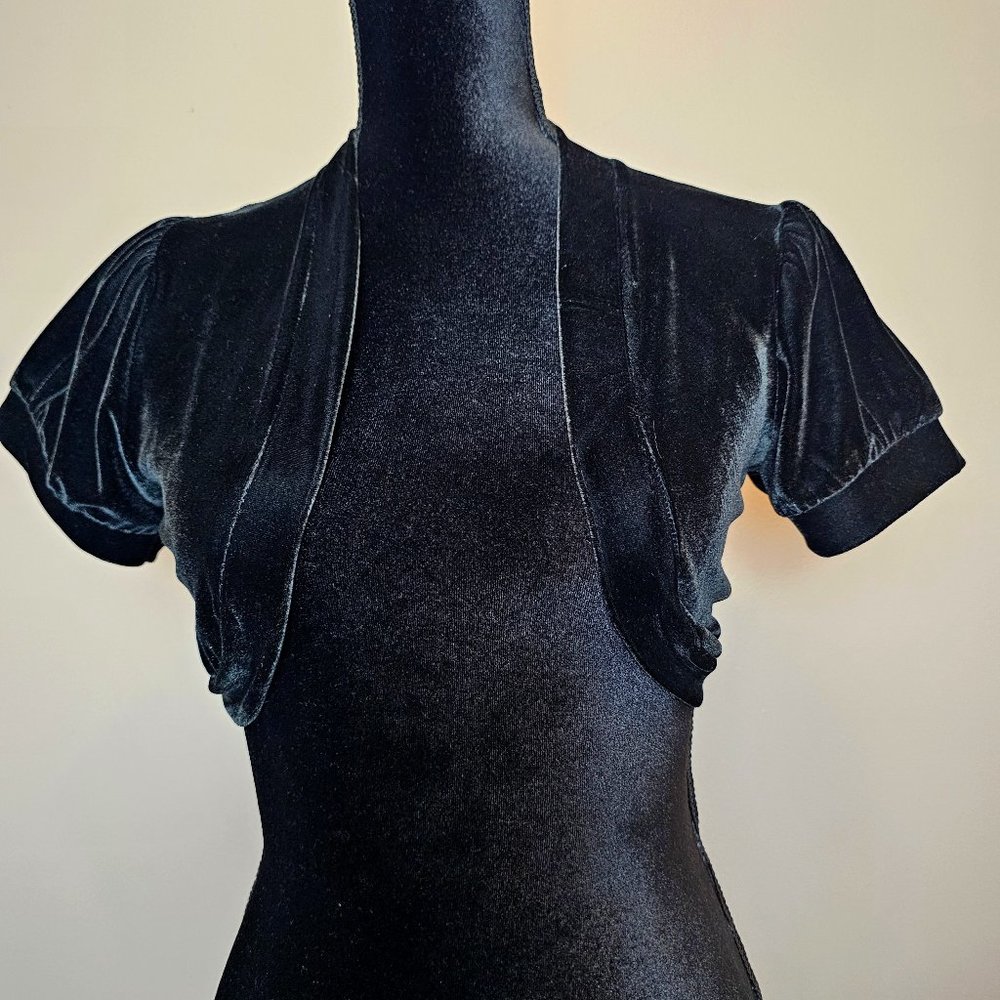 Black Velvet Shrug with Lace Back
